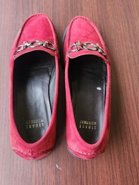 Stuart Weitzman Habit loafers made from red suede with horsebit